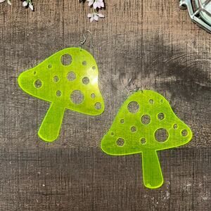 Neon Green Mushroom Rave Earrings